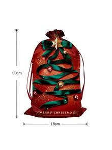 1個兒童/成人聖誕主題拉繩緞子禮袋,聖誕派對裝飾 - 聖誕節2 - 查看 3