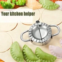 1pc Stainless Steel Dumpling Maker, Dumpling Skin Cutter, Kitchen Handmade Dumpling Wrapping Tool, Meat Filled Cake Roller, Dough Cutter And Shaping Tool, Kitchen Baking Assistant, For Making Dumplings And Pastries