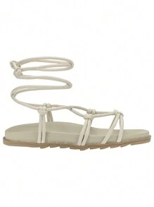 Women Flat Sandals - Beige - View 4
