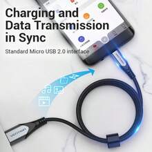 Cable Micro Usb Vention De Carga Rápida De 3a, Cable Usb Tipo A A Micro Tipo B De Nylon Trenzado Para Teléfonos Inteligentes Y Otros Dispositivos Android - Gris - Ver 6