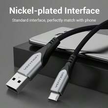 Cable Micro Usb Vention De Carga Rápida De 3a, Cable Usb Tipo A A Micro Tipo B De Nylon Trenzado Para Teléfonos Inteligentes Y Otros Dispositivos Android - Gris - Ver 9