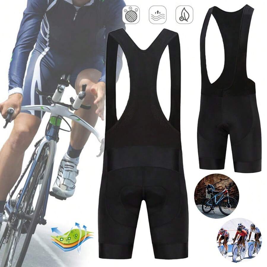 Licra Short Ciclismo Tirantes Pad Anatómico Y Gel En Piernas - Negro - Ver 1