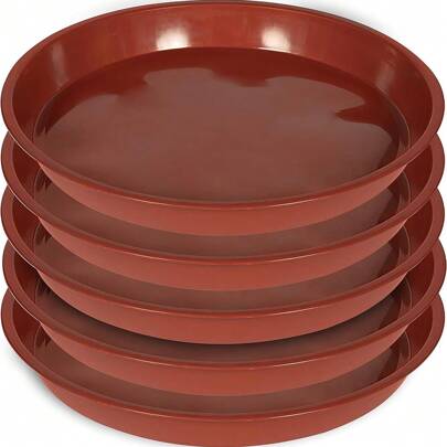 3 件套室内外红棕色花盆托盘