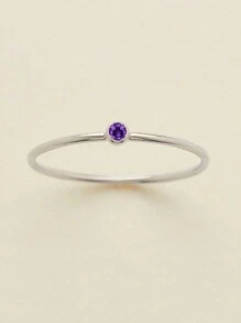 1 peça Anel de aço inoxidável e ouro 14k para mulheres, estilo minimalista e elegante, design de pedra de nascimento de dezembro