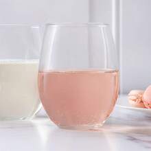塑膠無腳紅酒杯 高腳蛋杯 彩色玻璃杯 無柄酒杯 4件套 - 杏色 - 查看 4