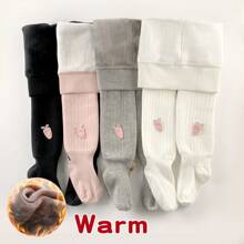 1 quần tất dày ấm áp cho bé gái mùa thu/đông, quần legging cơ bản dễ thương cho trẻ mới biết đi, tất cho trẻ sơ sinh - Hồng - Xem 1