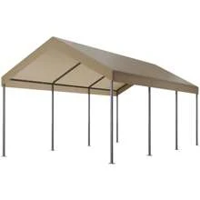 JAMFLY 10x20ft Heavy Duty Carport with UV Resistant Canopy, Powder-Coated Steel Frame, Easy to Assemble Portable Garage, Stable Carport for Car, Bike, Camp, Outdoor Storage - 卡其色 - 查看 1