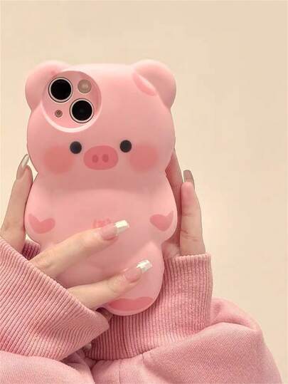 Cute Baby Pink Ins Korean Style Cartoon Lovely Pink 3d Pig Design Phone Case Compatible With IPhone 14 Pro Max/13/12/11 Kawaii Waterproof Shockproof Anti-Fall Scratch Resistant
