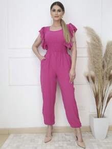 Women Jumpsuits - 玫紅色 - 查看 1