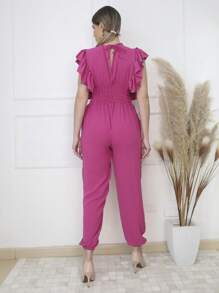 Women Jumpsuits - 玫紅色 - 查看 3