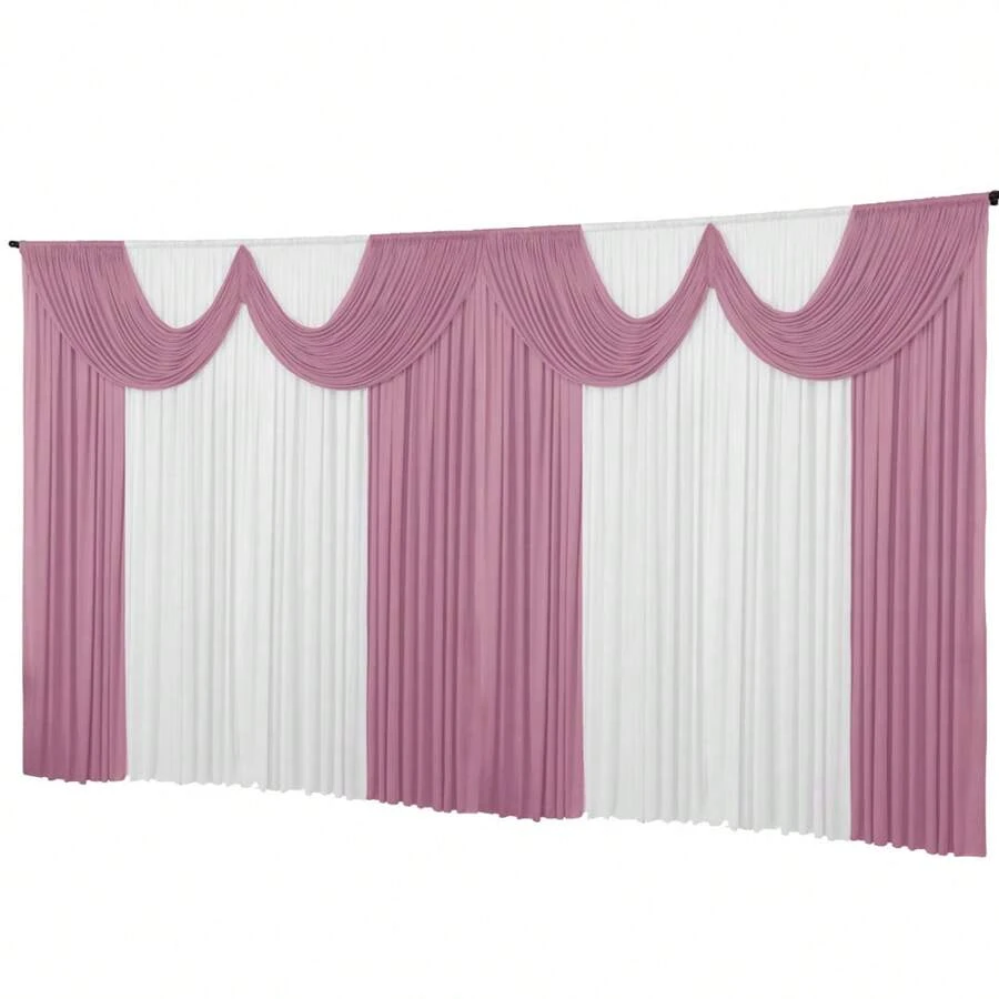 Dennis Confecções Curtains - Rosa y blanco - Ver 1