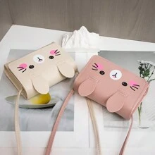 1Pc New Sweet Mini Crossbody Bag, Children's Cute Cartoon Kitten Casual Crossbody Bag, Small Coin Purse For Girls, Messenger Bag Handbag Wallet For Travel Daily Use - Beige - View 5