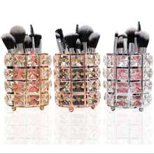 1pc Desktop Organizer Crystal Iron Art Brush & Pen Holder For Makeup Brushes, Stationery Storage And Decorative Display - Silver - View 1