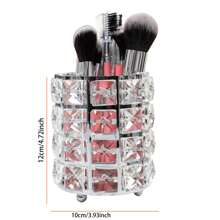 1pc Desktop Organizer Crystal Iron Art Brush & Pen Holder For Makeup Brushes, Stationery Storage And Decorative Display - Silver - View 2
