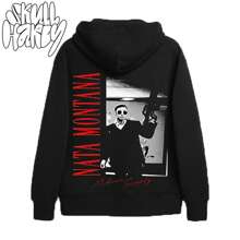 Hoodie Unisex De Hombros Caidos Con Estampado - Negro - Ver 3