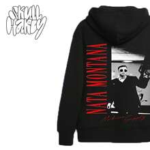 Hoodie Unisex De Hombros Caidos Con Estampado - Negro - Ver 4