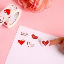 1入組500個2.5厘米/1英寸情人節心形封口貼紙標籤,適用於婚禮和禮品裝飾 - 紅色 - 查看 3