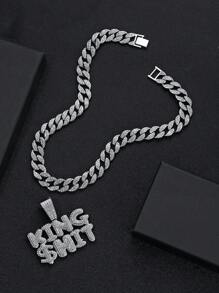 1件男士嘻哈3D水钻镶嵌双排字母和King Hit标志吊坠项链，个性化街舞饰品 - king hit吊墜項鍊 - 查看 10