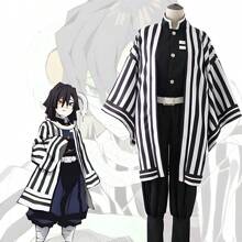 Disfraz De Kimono De Anime Cosplay Iguro Obanai - Blanco y Negro - Ver 2