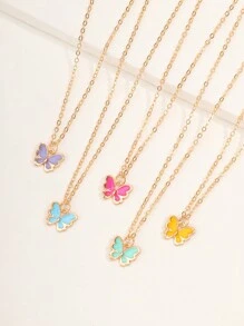 NAIZHU 4入組兒童豪華時尚花形、貝殼形和心形吊墜項鍊套裝,適用於派對配件 - 彩色 - 查看 1