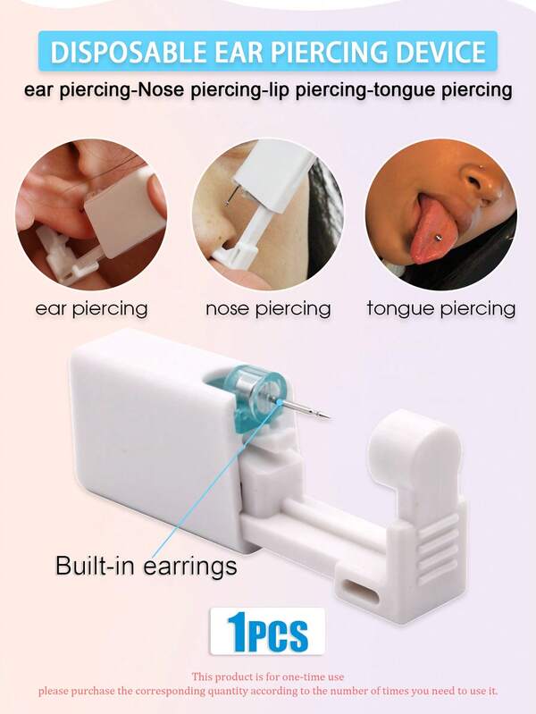 1pc Unisex Ear Piercing Gun Kit With Disposable Sterilized Ear Stud