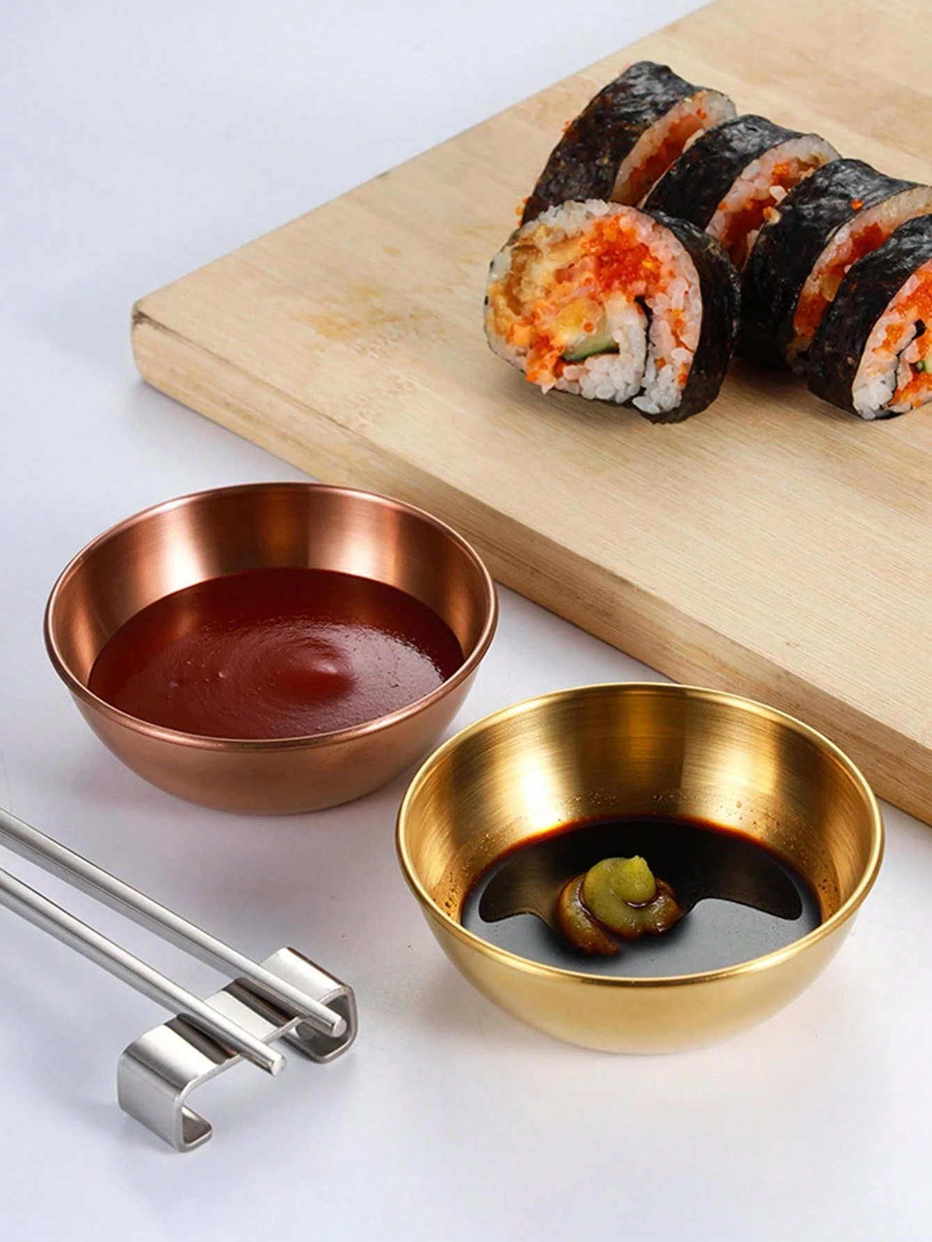 1pc Stainless Steel Round Dipping Dish For Soy Sauce, Ketchup, Korean