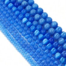 1 Sợi Xanh Mắt mèo Đá quý Hạt lỏng lẻo Đối với DIY Dây chuyền , Vòng tay , Hoa tai Làm - Xanh ngọc bích BL - Xem 4