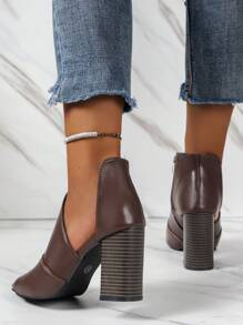 女式時尚圓頭平底鞋，百搭風格 - 棕色 - 查看 4