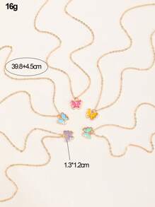 NAIZHU 4入組兒童豪華時尚花形、貝殼形和心形吊墜項鍊套裝,適用於派對配件 - 彩色 - 查看 5