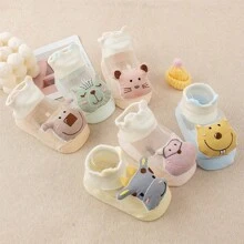 1對新生兒襪子,春秋短款地板襪,卡通玩具設計 - 綠色 - 查看 7