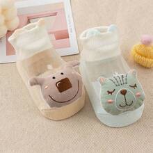 1對新生兒襪子,春秋短款地板襪,卡通玩具設計 - 綠色 - 查看 4