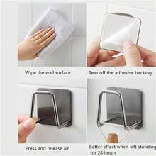 1件不銹鋼海綿瀝水架,鋼絲球布儲物架,廚房水槽整理架 - 銀色 - 查看 3