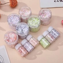 6色粗片彩色亮片-春季色彩,彩虹閃爍花蝴蝶形狀的閃光碎片金屬星星心型亮片指甲亮片水鑽亮片,可用於丙烯酸指甲工藝樹脂表面-每瓶含0.7盎司 - Set of 6 colors - 查看 7