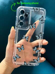 苹果 1 件可爱卡通蝴蝶印花手机壳，采用大镂空设计，透明保护套，全边缘覆盖，防震带气垫，兼容 6/6s/6 Plus/7/8/Se/X/Xs/Xr/11/11 Pro/11 Pro Max/12/12 Mini/12 Pro/12 Pro Max/13/13 Mini/13 Pro/13 Pro Max/14/14 Plus/14 Pro/14 Pro Max，兼容 iPhone15/15Plus/15Pro/15Promax，防水防摔防刮 - 無色 - 查看 4