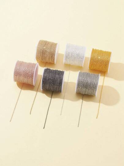 1捲黃銅电缆鍊,焊接固定,帶卷筒,2.2x1.9x0.3mm尺寸,適用於0.6x4mm跳環,每捲長約32.8英尺(10米)