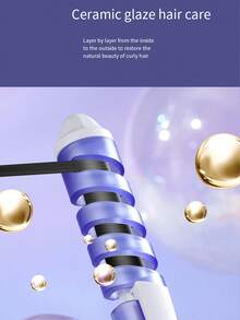 防燙螺旋捲髮棒,電動捲髮棒,大卷的梨花捲髮造型工具捲髮棒旋轉棒捲髮燙烫髮型工具 - 紫色 - 查看 6