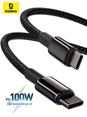Cable USB C a USB C Baseus de 100W PD 5A QC 4.0 de carga rápida - Diseño duradero de aleación de zinc y trenzado de nailon compatible con iPhone 15/Pro/Plus/Pro Max, MacBook, iPad Pro/Air/Mini, Samsung S23/S22+, compatible con iPhone 16, 16 Pro Max, 15, 15 Plus, 15 Pro, 15 Pro Max, compatible con Xiaomi, compatible con OnePlus Type C