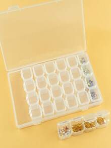 28-Grid Rhinestone Painting Storage Box, Adjustable Beaded Shell Art Embroidery Jewelry Storage Box, Colorless - Clear - View 4