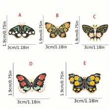1/5pcs卡通創意可愛七彩花蟲蝴蝶造型金屬胸針合金卡通可愛徽章節日裝飾別針女士女孩裝飾徽章節日禮物 - 彩色 - 查看 3