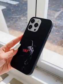Eye-Catching Black Colored Drawing Shockproof Apple Phone Case - Multicolor - View 2