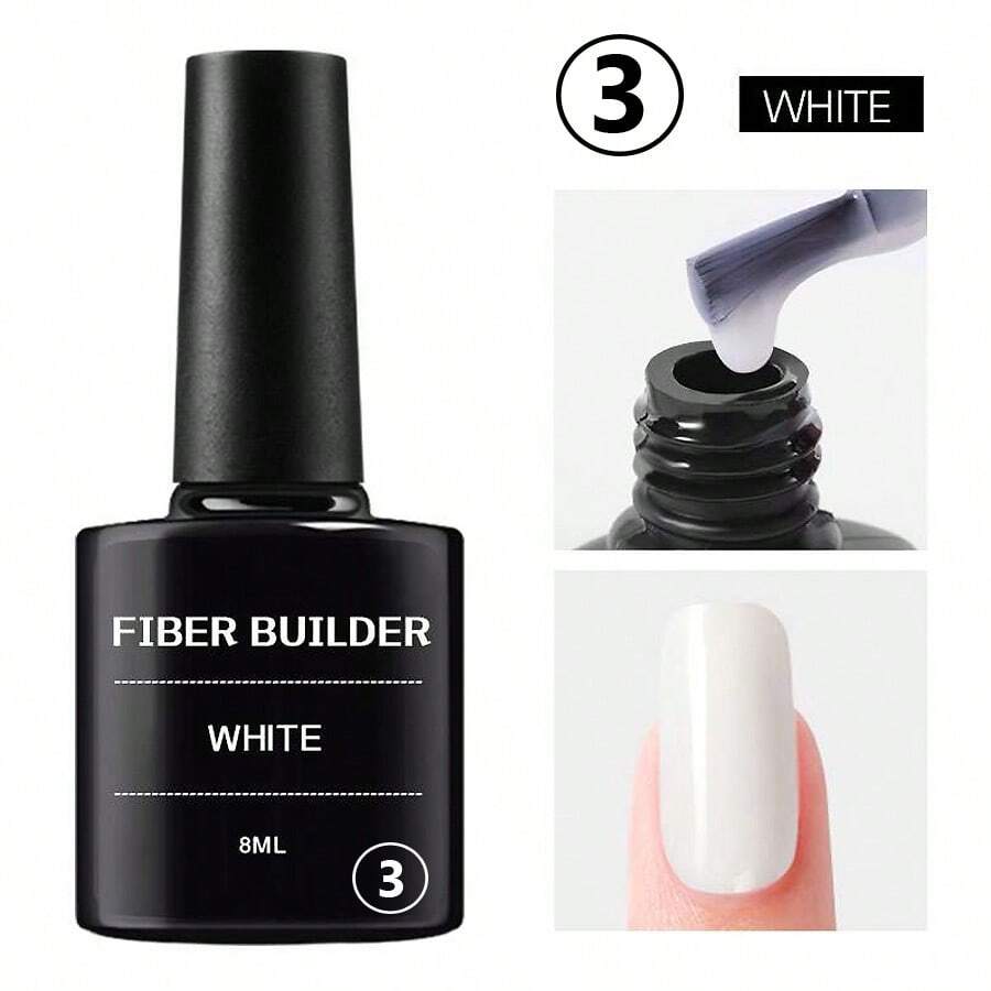 ART LALIC 8ml White Nail Extension Gel Fiber Glue Gel Polish Long Lasting For Nail Art Design Salon DIY - White - View 1