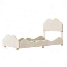 MERAX Twin Size Upholstered Platform Bed With Cloud Shaped Bed Board