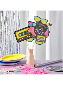 Sparkle and Bash 80s Party Decorations Centerpieces, Colorful Stick Table Toppers, 6 Retro Designs (30 Pieces) - Multicolor - View 1