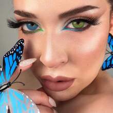 1 Pair Pixie Blue Two Tone Contact Lens Big Beauty Degrees Prescription Myopia - Blue - View 2