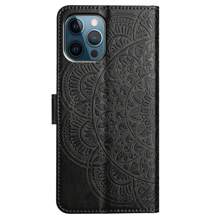 Embossed Card Holder With Wallet Stand Flip Leather Case For Cell Phone - Black - View 4