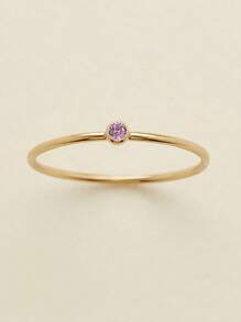 1件装 12月生日石款式 简约时尚 女士14K不锈钢戒指（提示：由于生产批次不同，可能存在一些色差） - 金黃色 - 查看 32