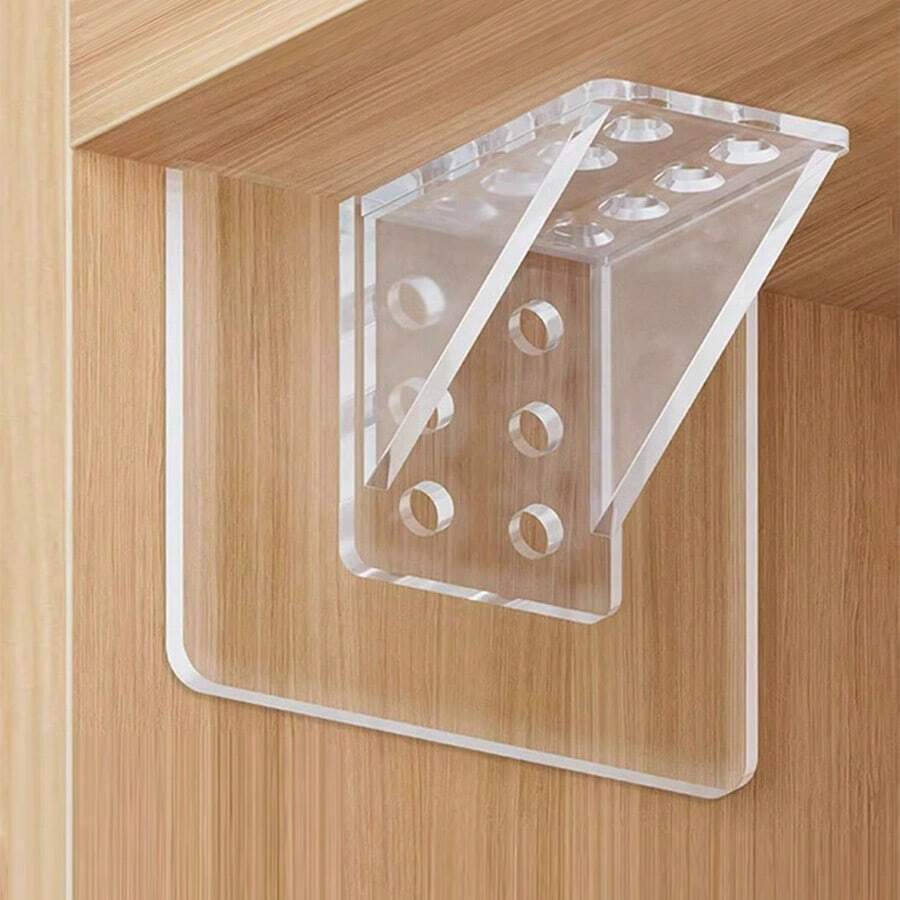 Partition Support, Non-Perforated Retainer, Laminate Support, Wardrobe, Layered Right-Angle Cabinet, Snap Fastening, Bracket, Triangular Support Frame - Clear - View 1