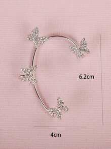 1 件韓式簡約時尚水鑽裝飾蝴蝶形吊墜耳環 - 時尚輕奢鑲鑽蝴蝶耳掛 - 查看 3