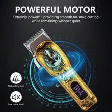 Hair Clippers for Men Professional - Cordless&Corded Barber Clippers for Hair Cutting & Grooming, Rechargeable Beard Trimmer Hair Clippers Professional Cordless for Men, Barber Clippers for Hair Cutting Kit, Wireless LCD Display Hair Trimmers Set, Rechargeable Haircut Machine for Family Elite Pro High-Performance Corded Home Haircut & Grooming Kit for Men – Electric Hair Clipper - Gold - View 3