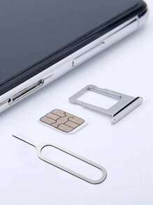 20 Piezas Herramienta De Extracción De Llave De Pin De Expulsión De Bandeja De Tarjeta Sim Compatible Con Tabletas Y Teléfonos Inteligentes Iphone, Ipad, Samsung Galaxy, Huawei, Xiaomi - Plateado - Ver 3
